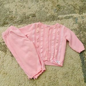 EUC Hartstrings Pink Knit Cardigan Sweater & Matching Knit Pants